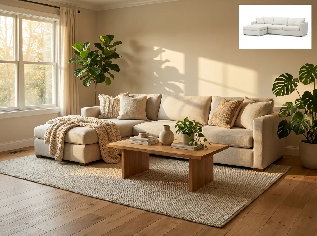 AI background generator for product photos — white sneakers on a clean studio background