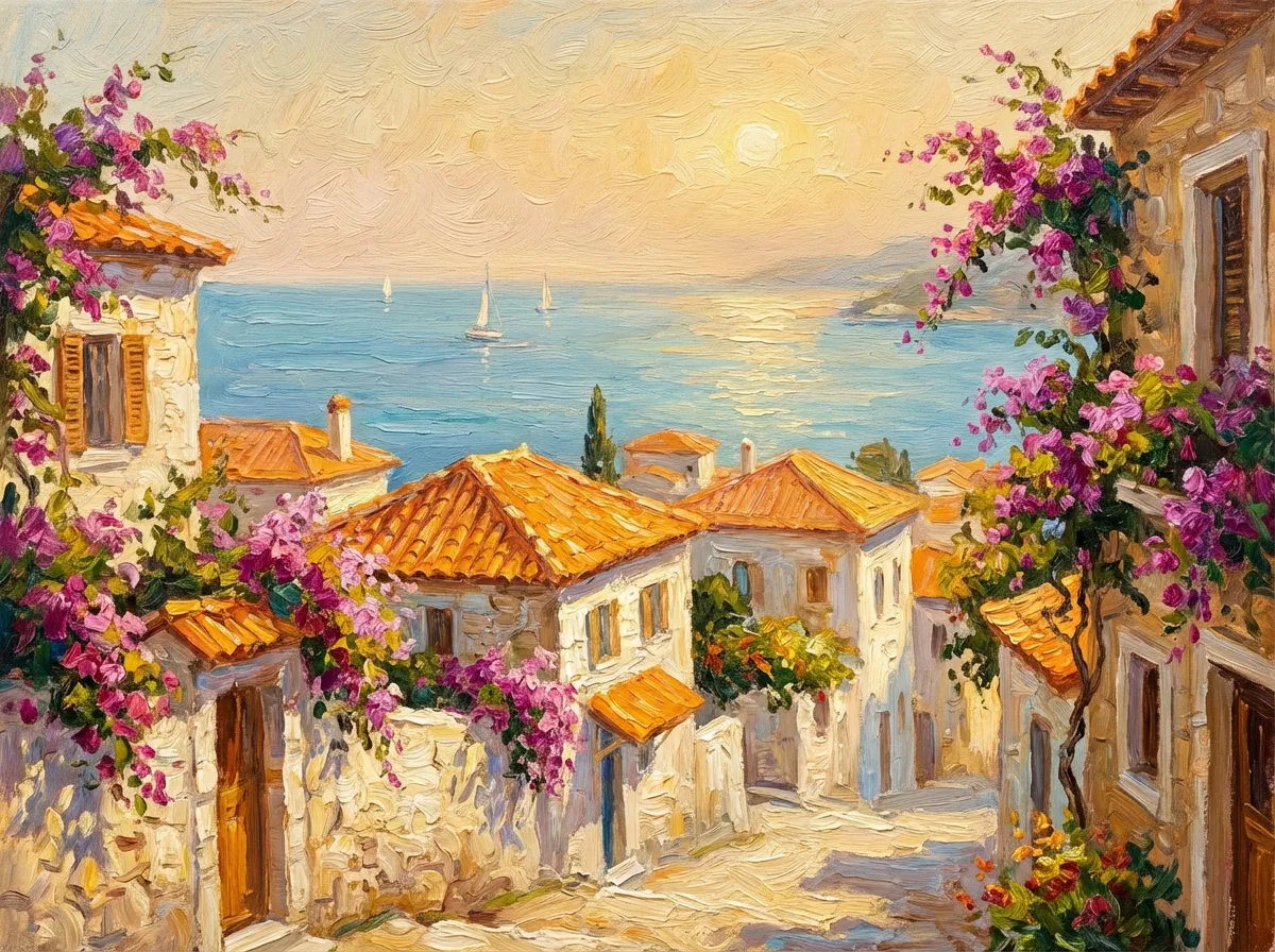 Photo transformed to oil painting style by AI art generator