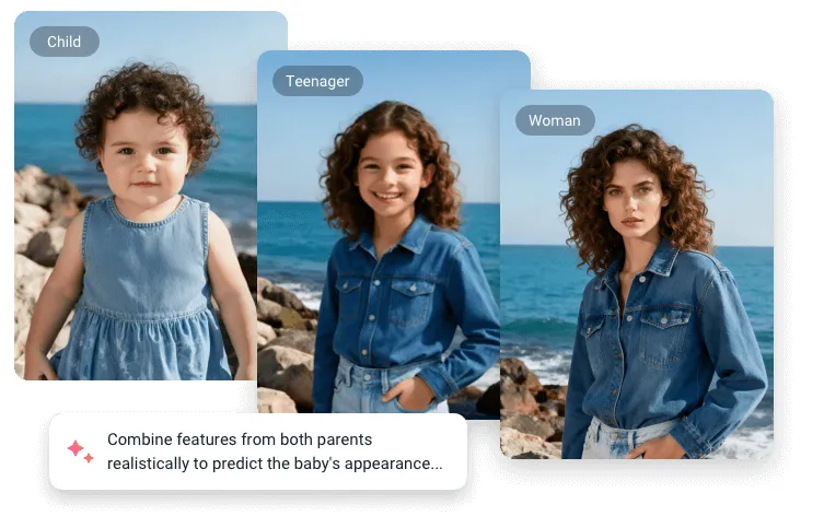 AI baby generator face result – toddler growth stage prediction at age 2