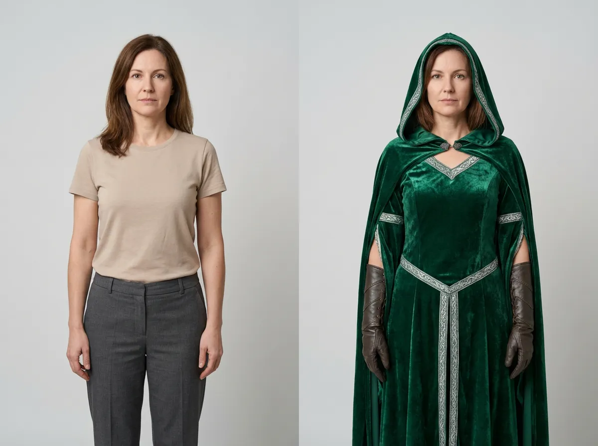 AI clothes changer example showing a traditional outfit try-on