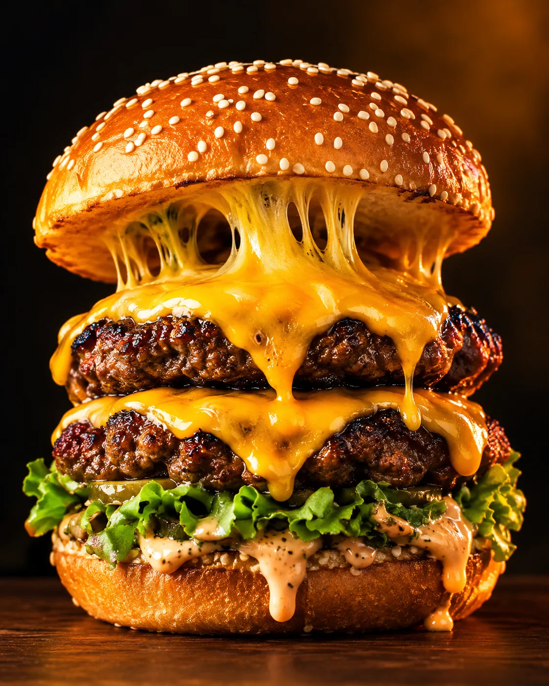 SNS · チーズが伸びるバーガー