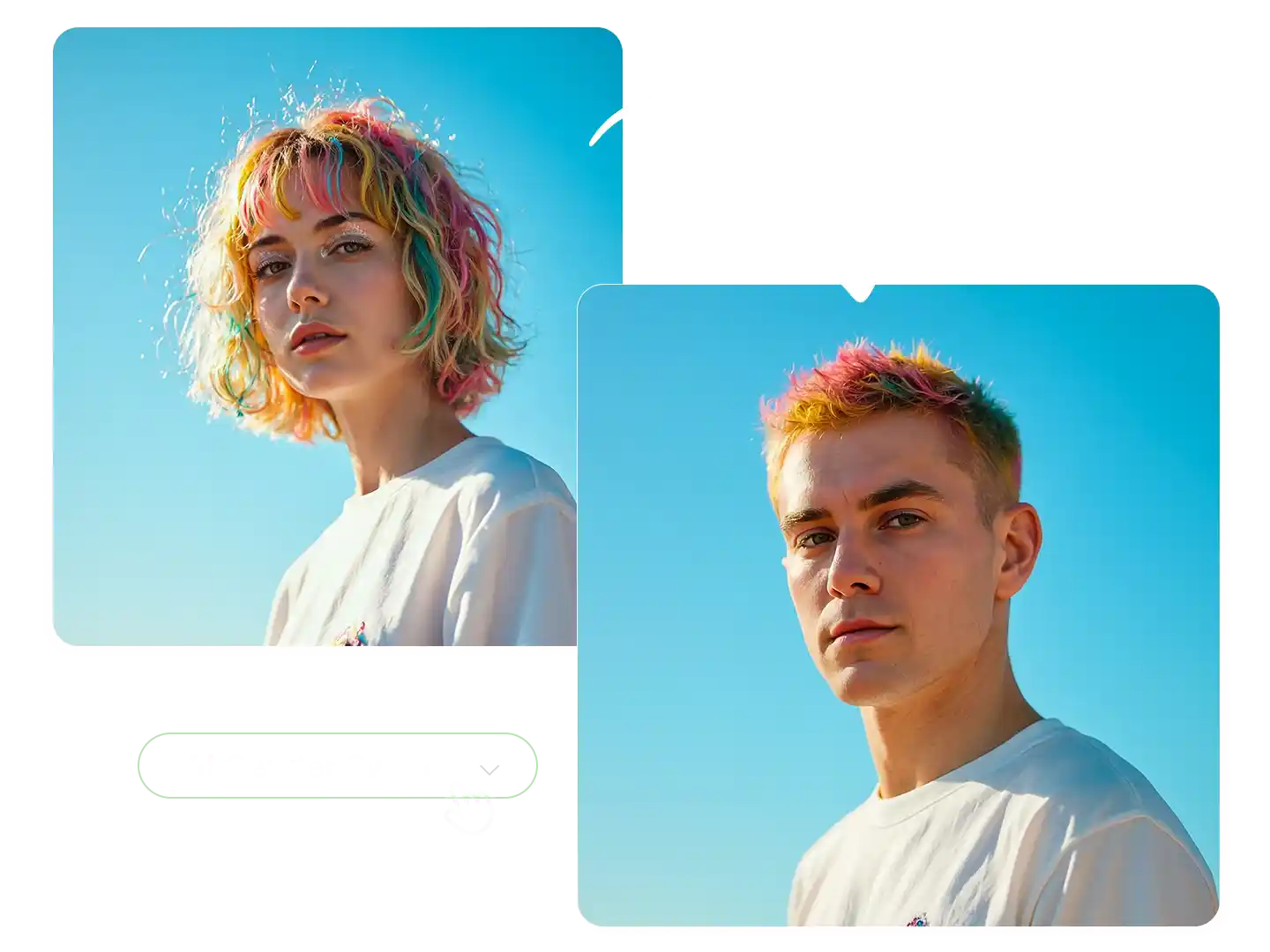 Gender swap IA homme vers femme – selfie extérieur décontracté transformé en version féminine réaliste