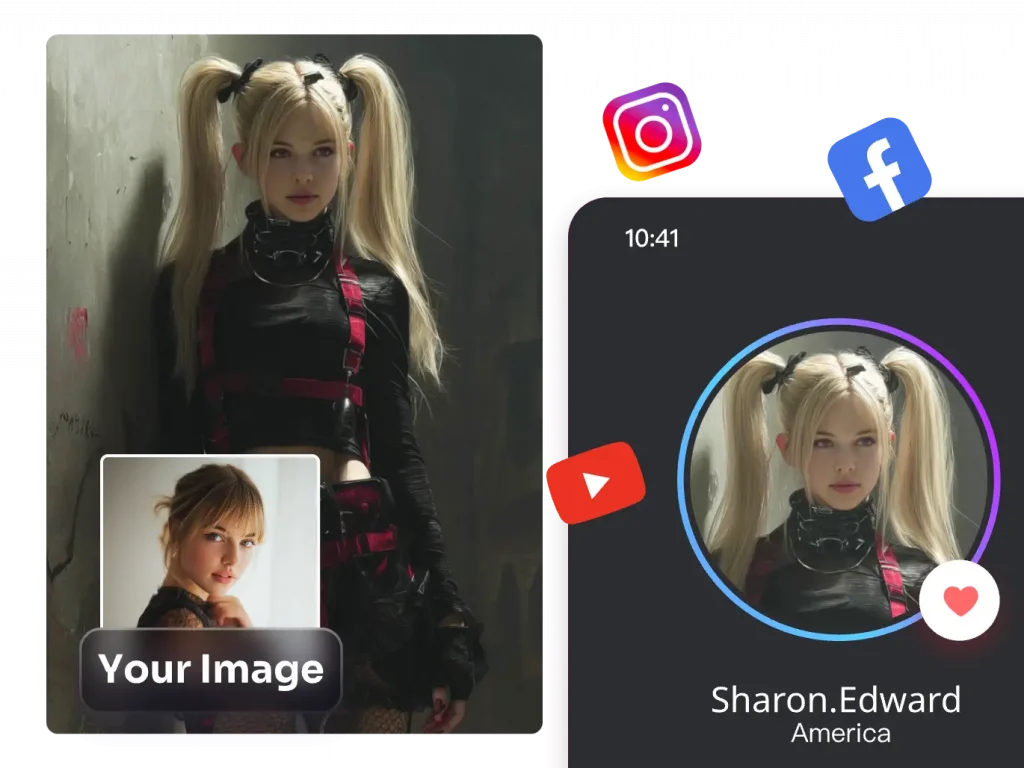 AI girl avatars for social media profiles created by Createimg.ai generator