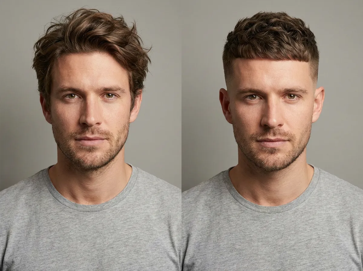 AI hair style generator example: haircut preview on a photo