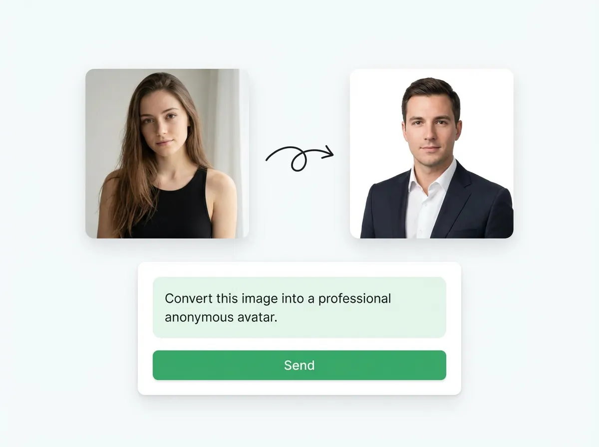 AI headshot generator example of an anonymous faceless avatar