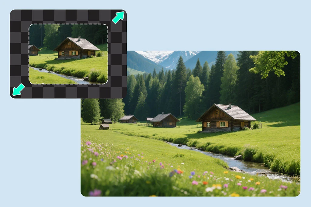 Landscape photo expanded into panoramic view with AI image extender on Createimg.ai