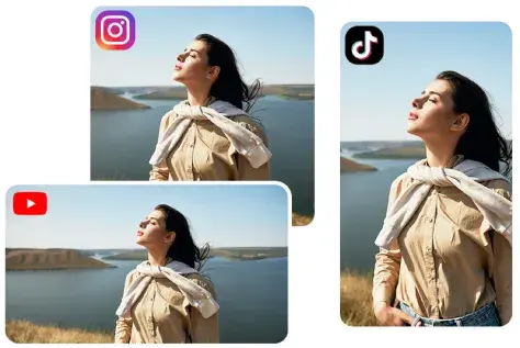 Square photo extended to widescreen for social media with AI image extender on Createimg.ai