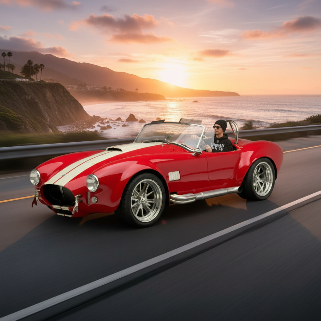 Man Driving Along the California Coastline