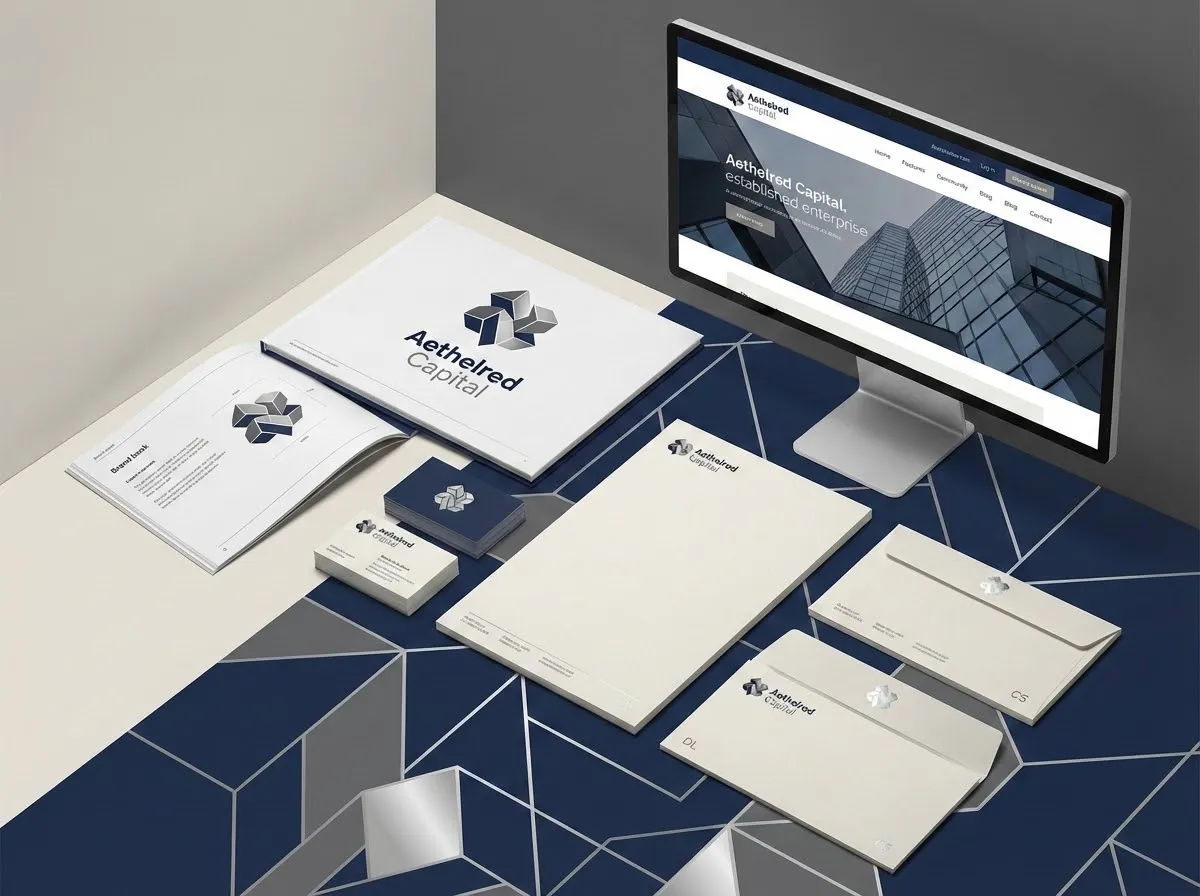 AI logo generator example: geometric and corporate logo design