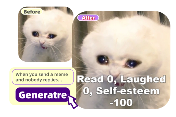 Ai meme generator from image – template classique de meme réaction avec texte Impact en haut et en bas