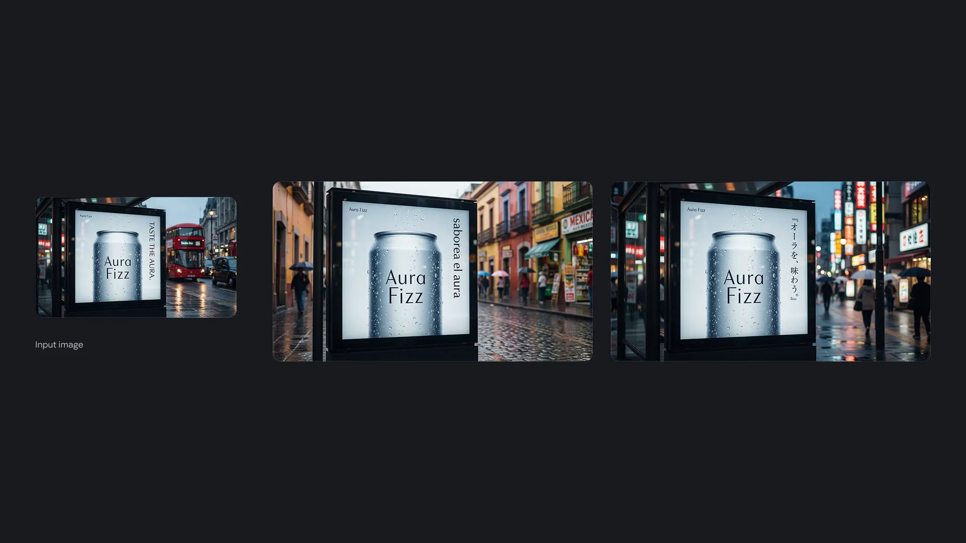 Ein Konzeptplakat für eine Sprudelwasser-Marke namens 'Aura Fizz'