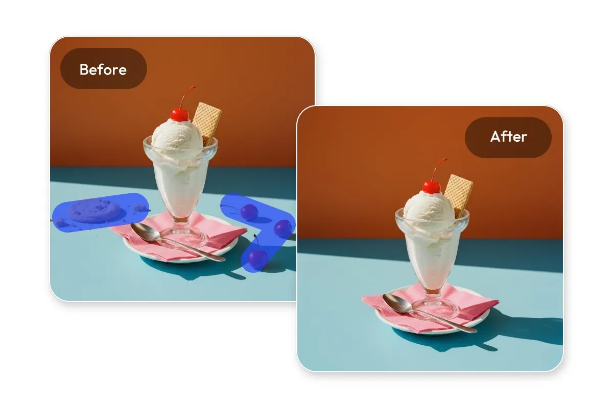 AI object remover cleaning distracting elements from a real estate exterior photo