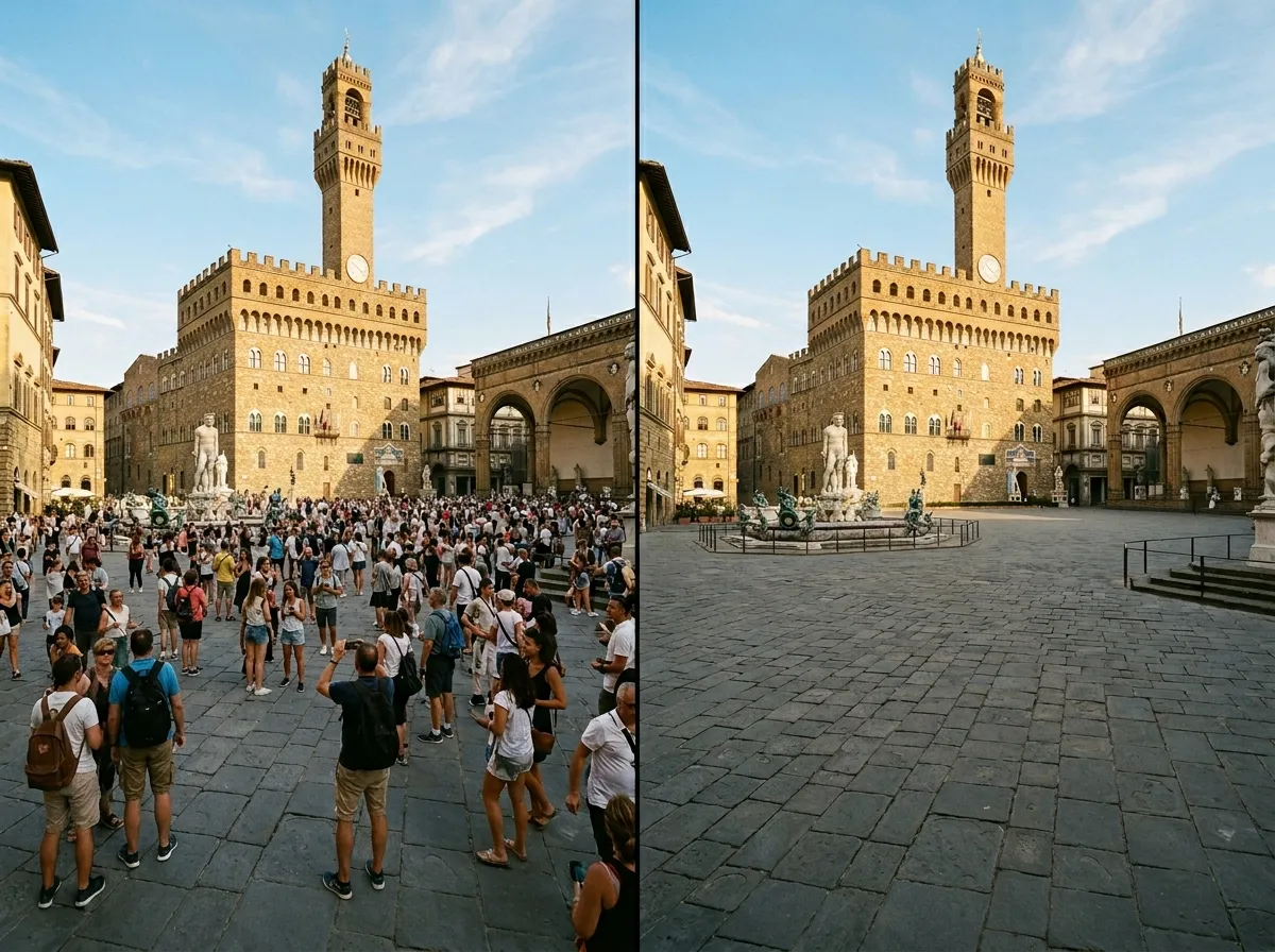 Tourist photo with crowds removed by AI people remover on Createimg.ai