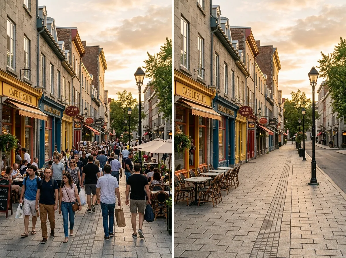 Street photo with passersby removed by AI people remover tool on Createimg.ai