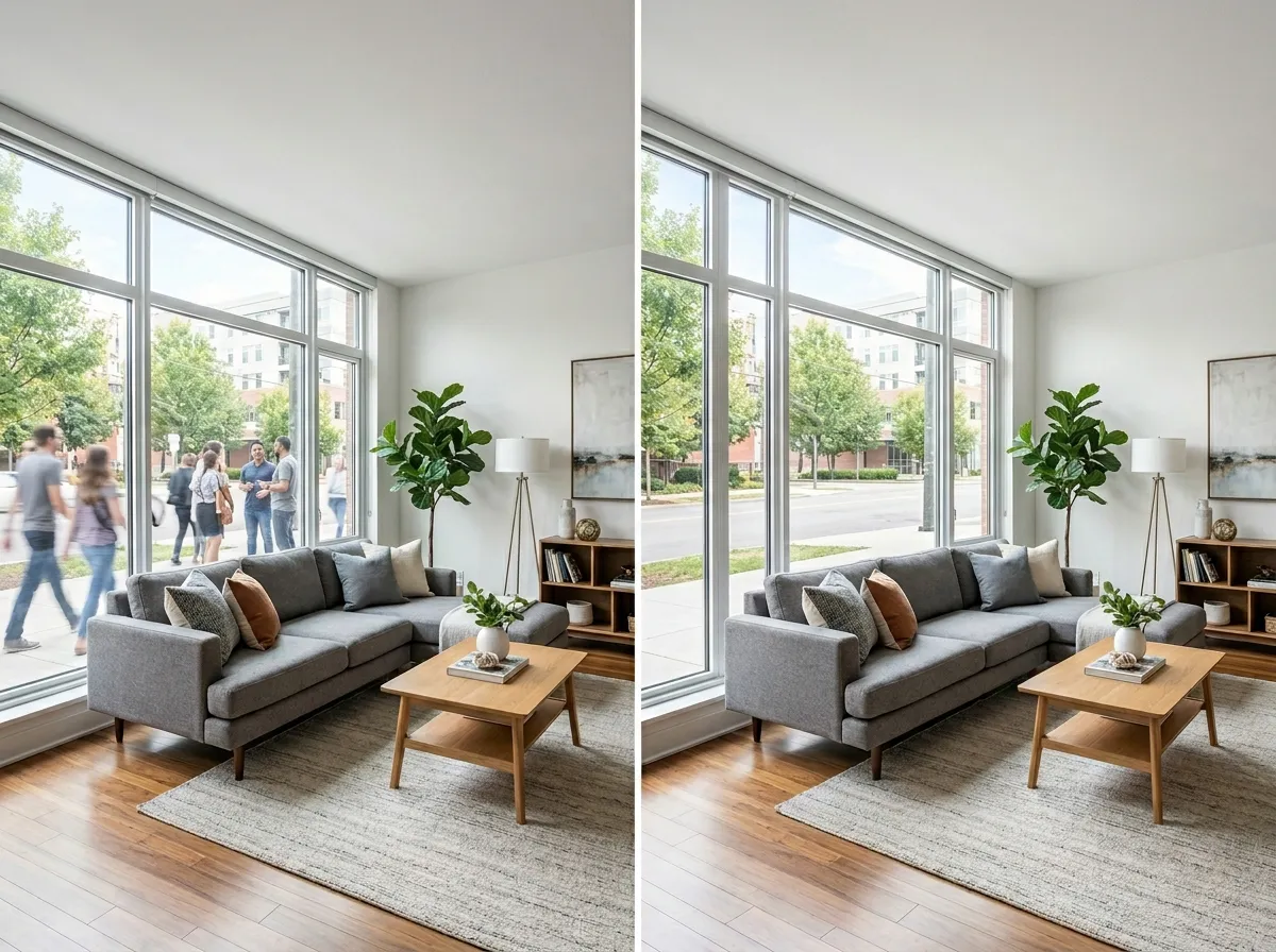 Real estate photo with people removed by AI people remover on Createimg.ai