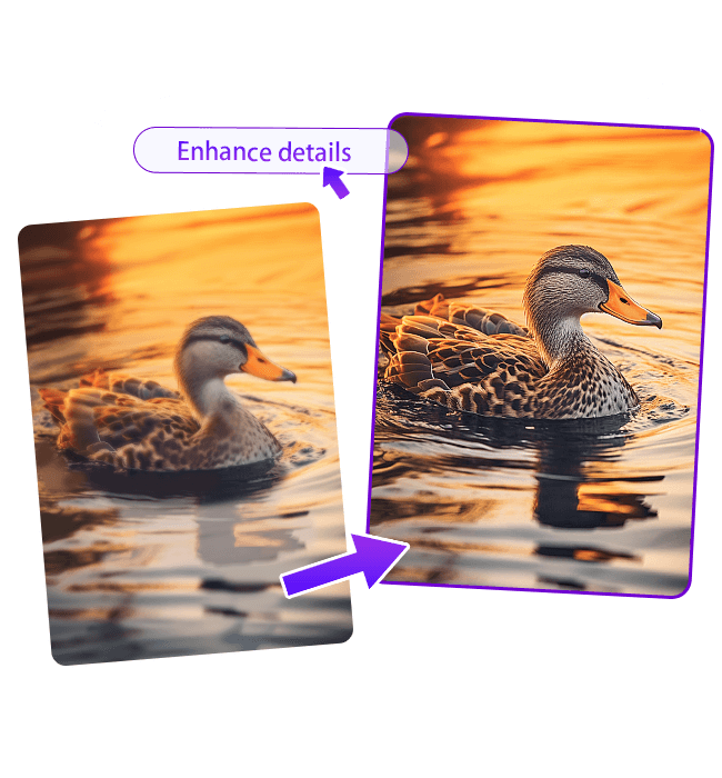 AI photo enhancer improving image quality and resolution on Createimg.ai