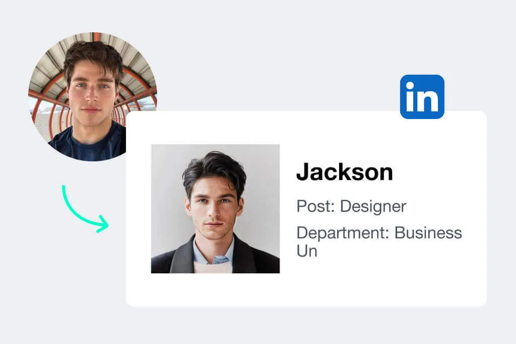 Professional headshot selfie with studio lighting and clean background created by AI selfie generator