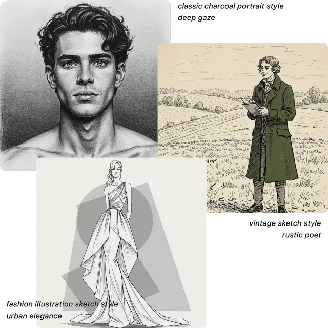 AI sketch generator converting a portrait photo into a detailed pencil sketch