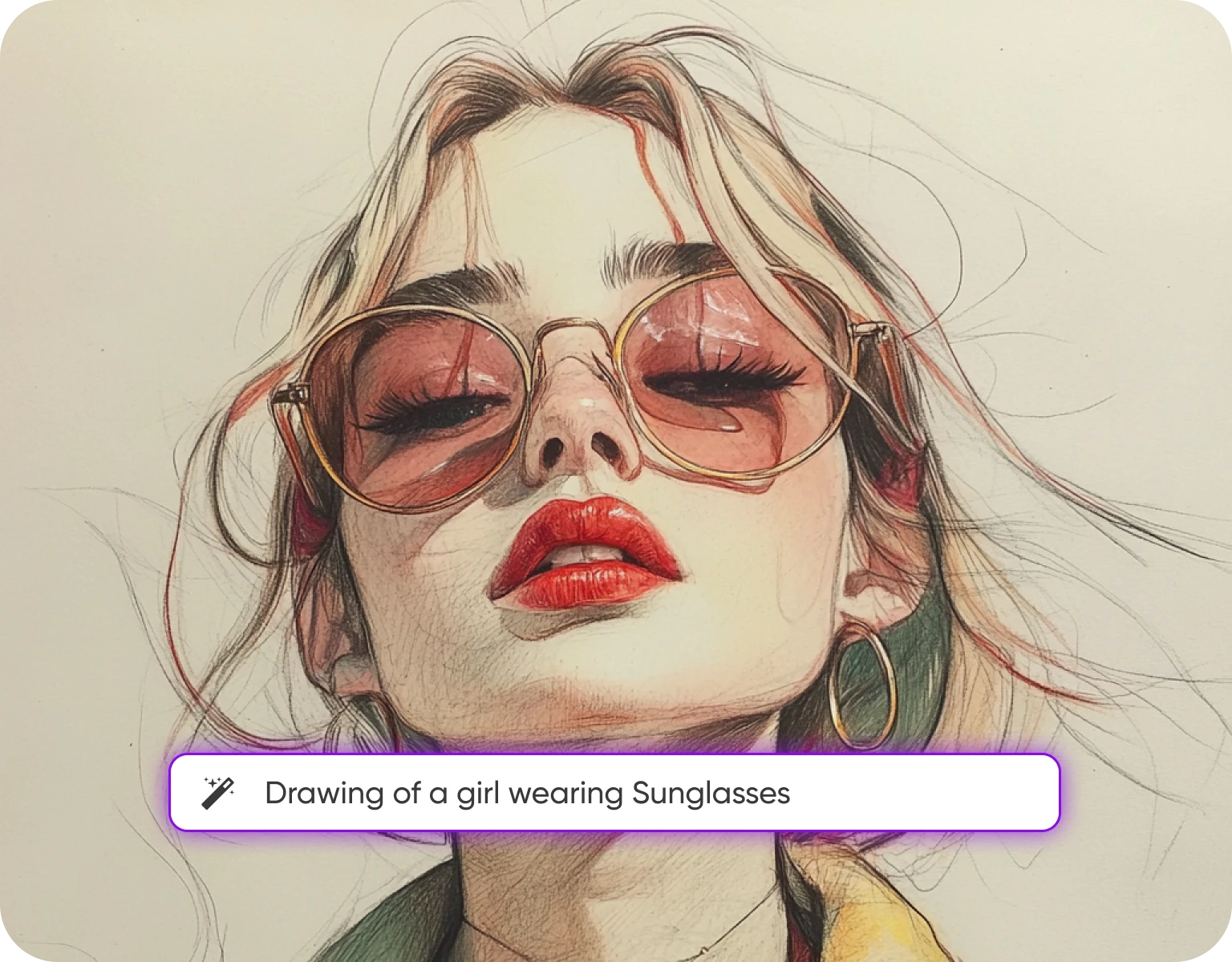 AI sketch generator creating an anime character sketch from a text prompt