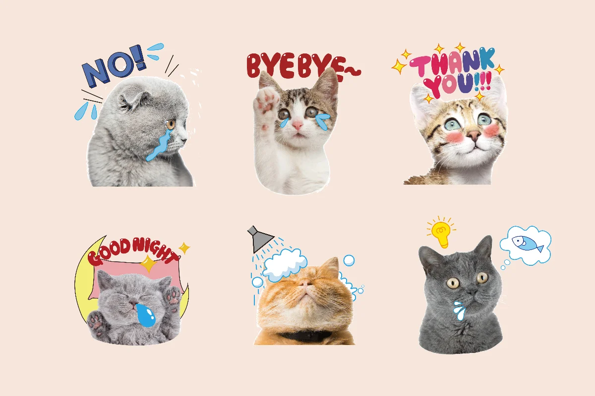 AI-generated chibi-style pet sticker with thick white outline and pastel background