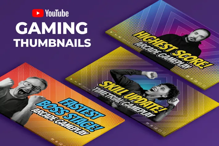 AI-generated gaming thumbnail with bold neon colors and dramatic action design