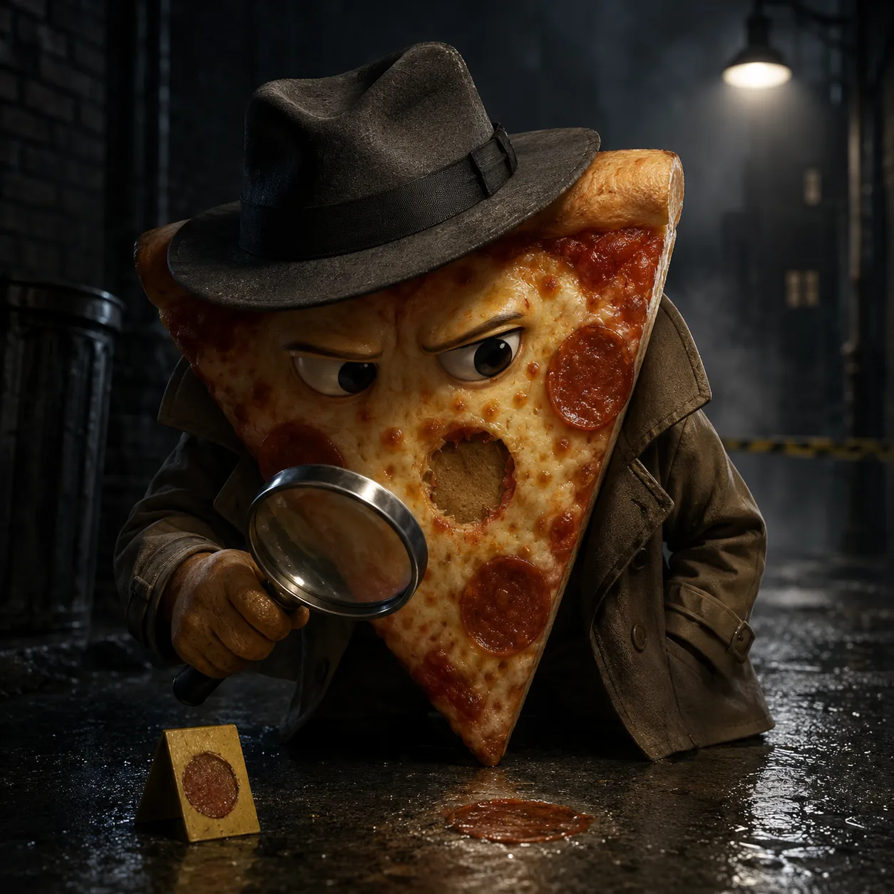 Pizza detetive na cena do crime