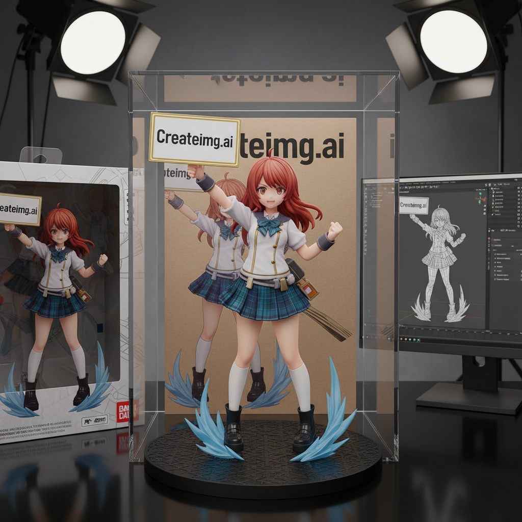 AI Action Figure Generator transforming photos into anime figure style artworks with Createimg.ai