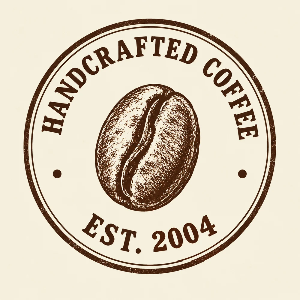 After: the same round coffee roaster badge showing 2004