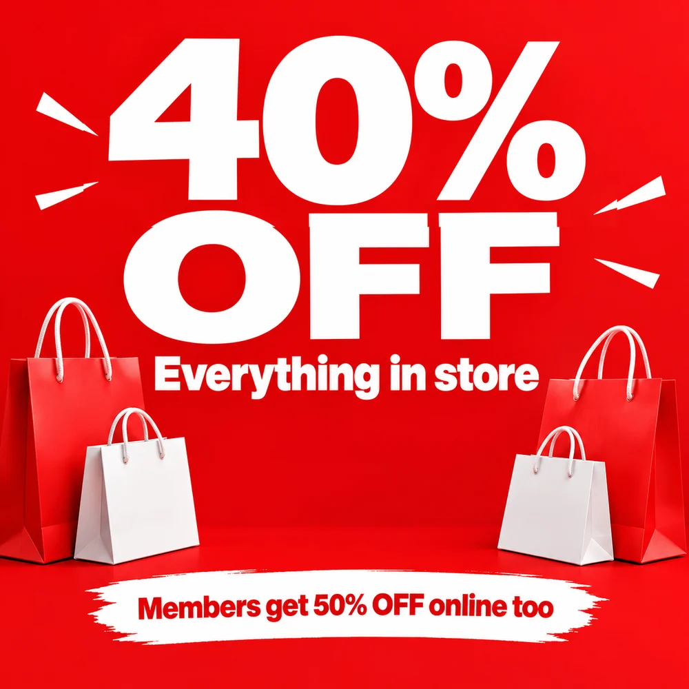 After: the same red sale social media graphic showing 40%