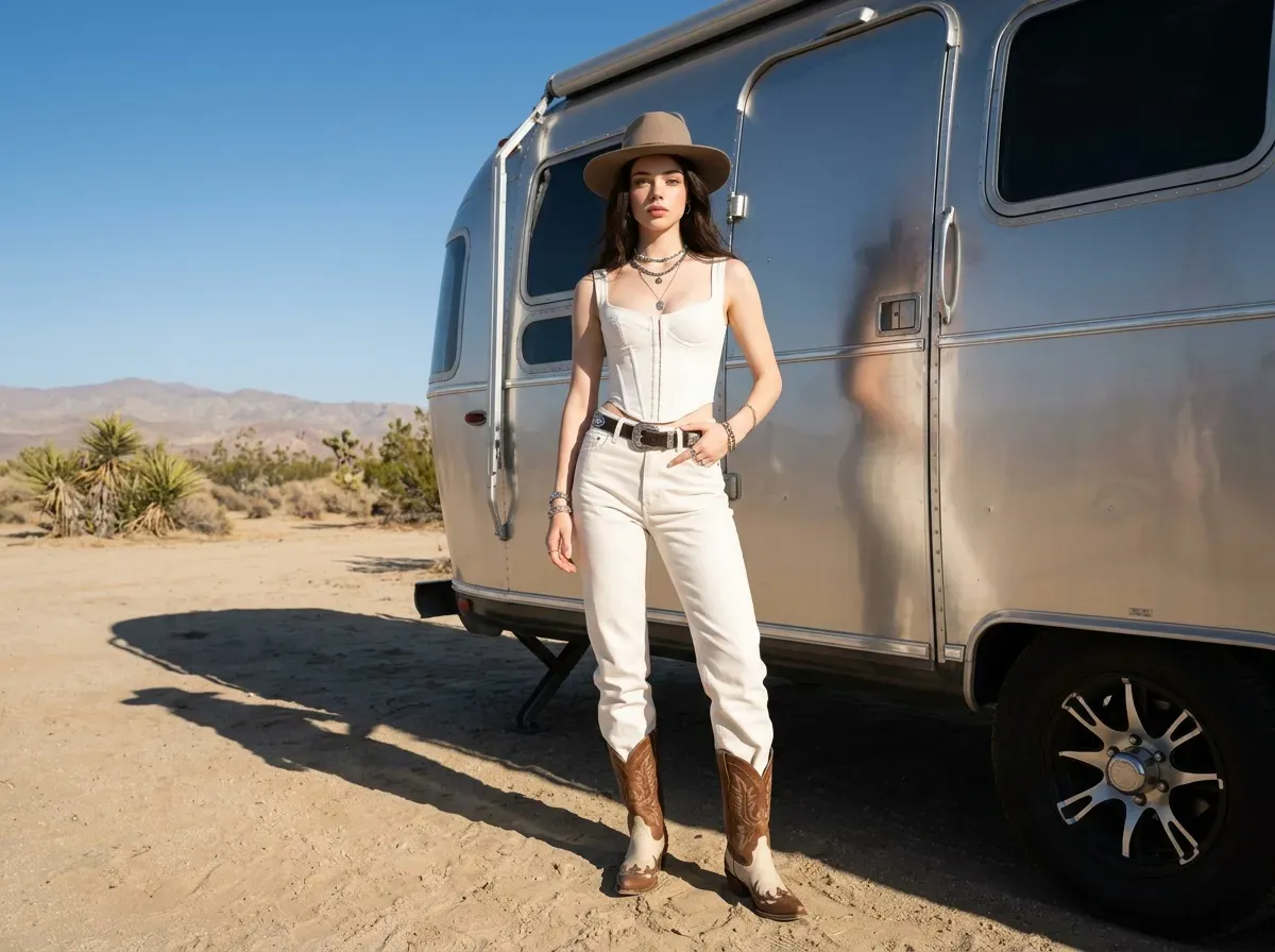 Ganzkörper · Airstream-Glam in der Wüste