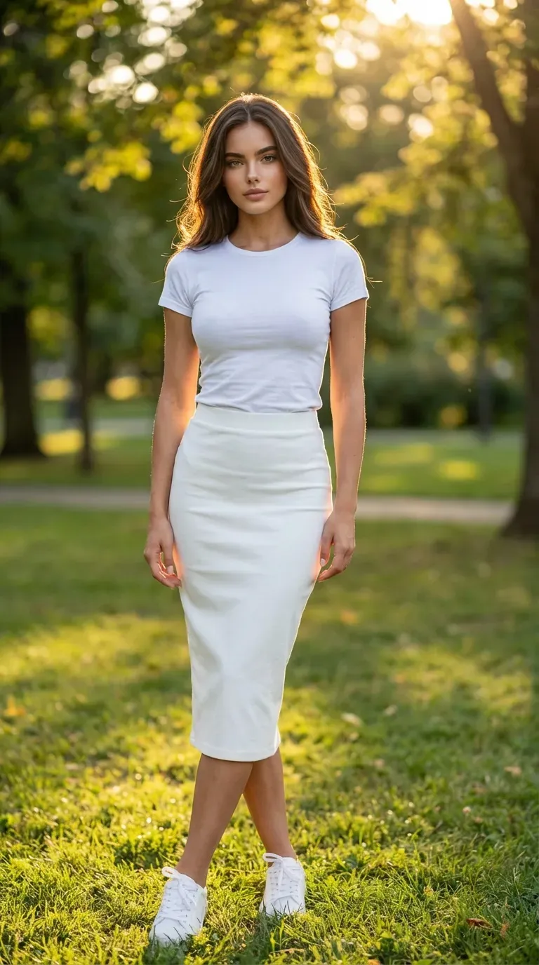 Ganzkörper · Park-Look zur goldenen Stunde