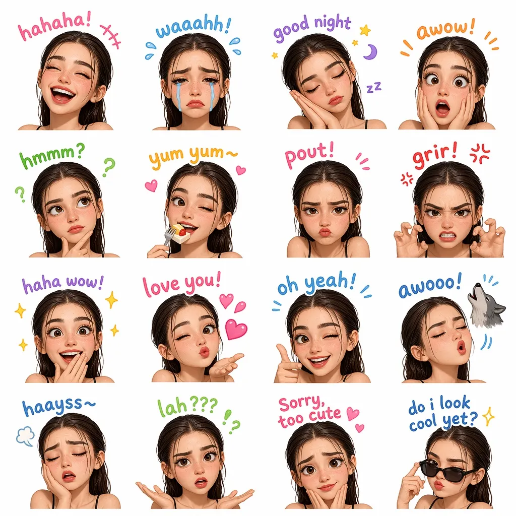Sticker · Süßes Gesichter-Set