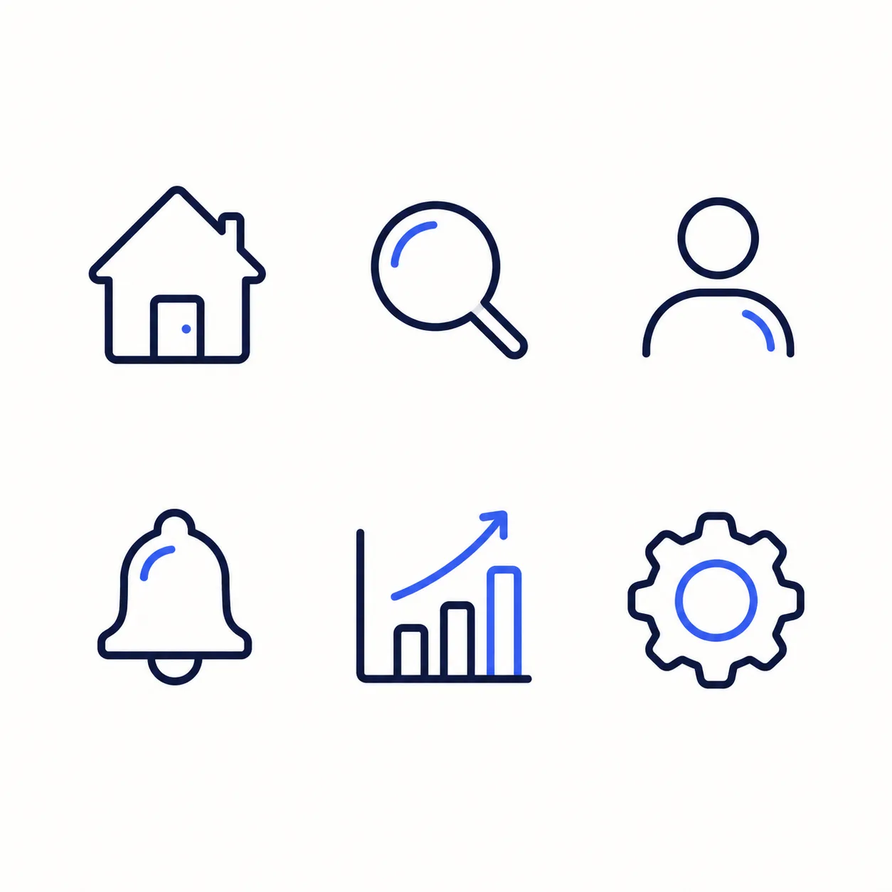 SaaS-Dashboard-Bogen mit 6 Icons