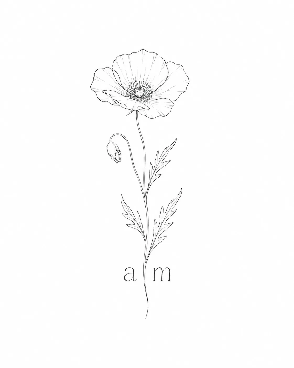 Fleur de naissance et initiales