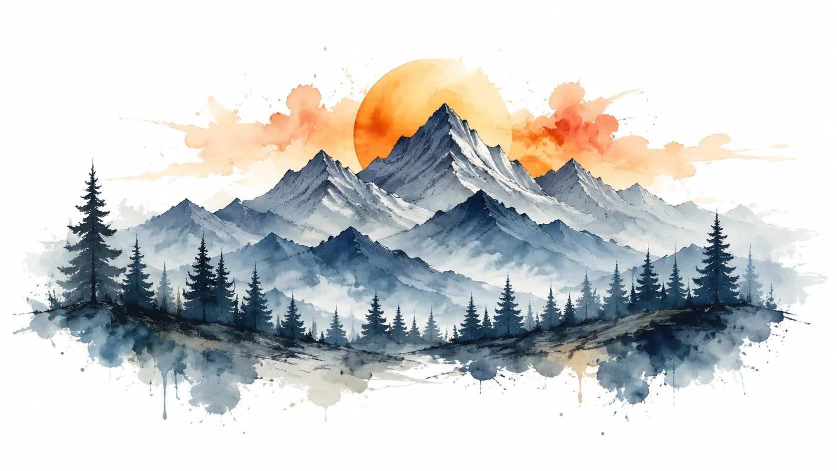 Montagnes et pins