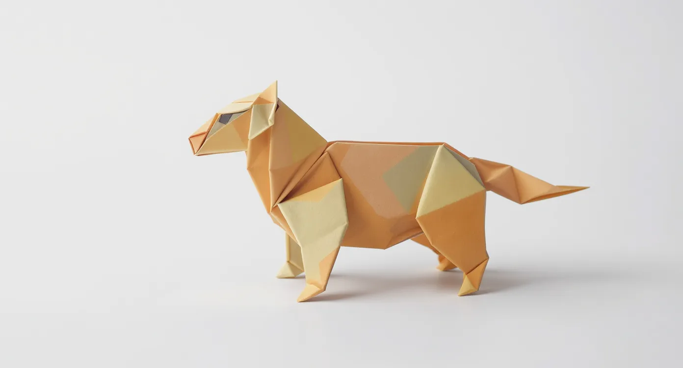 Origami-inspired minimalist artwork created by Flux.1 Kontext AI model, featuring realistic paper texture and subtle shadows