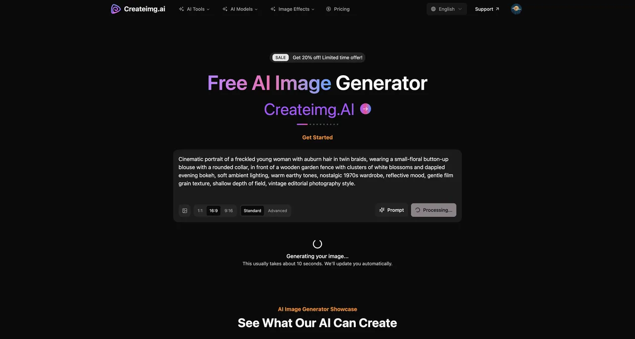 Screenshot of Createimg.AI photo editor interface used for AI image generation, prompt editing, and multi-model comparison.