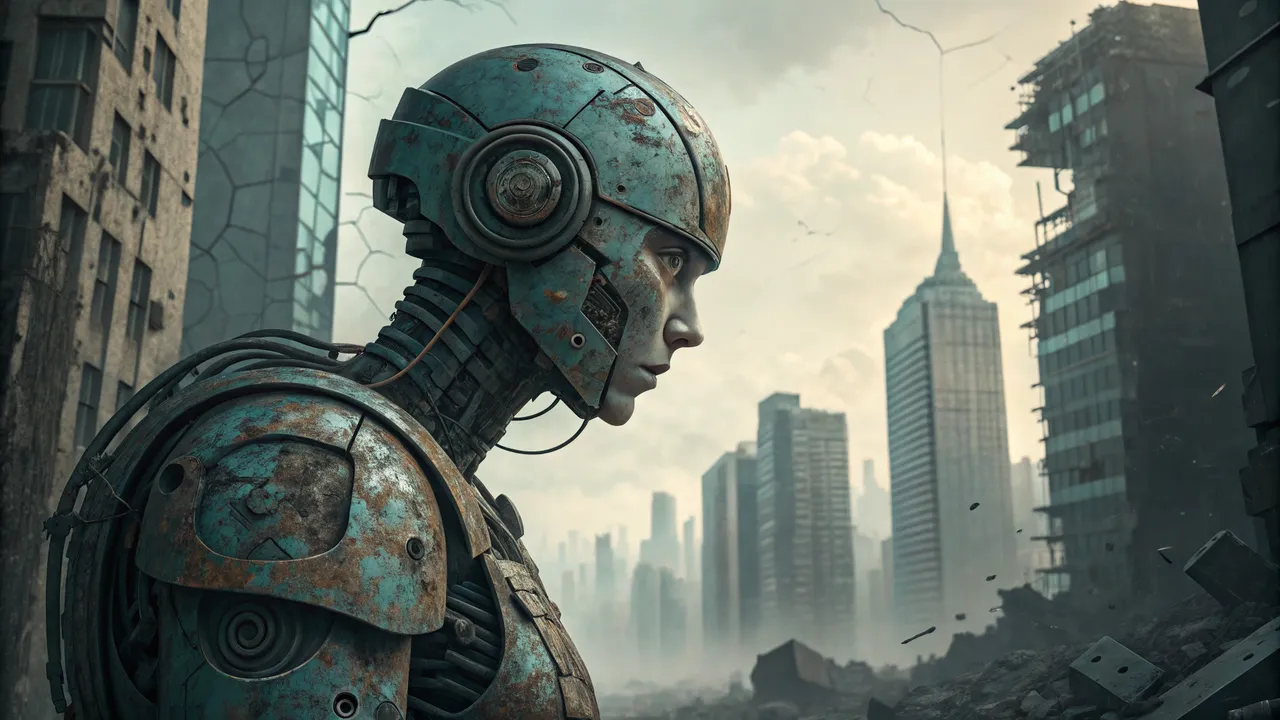 AI-generated artwork in Glitch Urban Decay style created using Recraft AI, featuring digital distortions and decaying city textures.