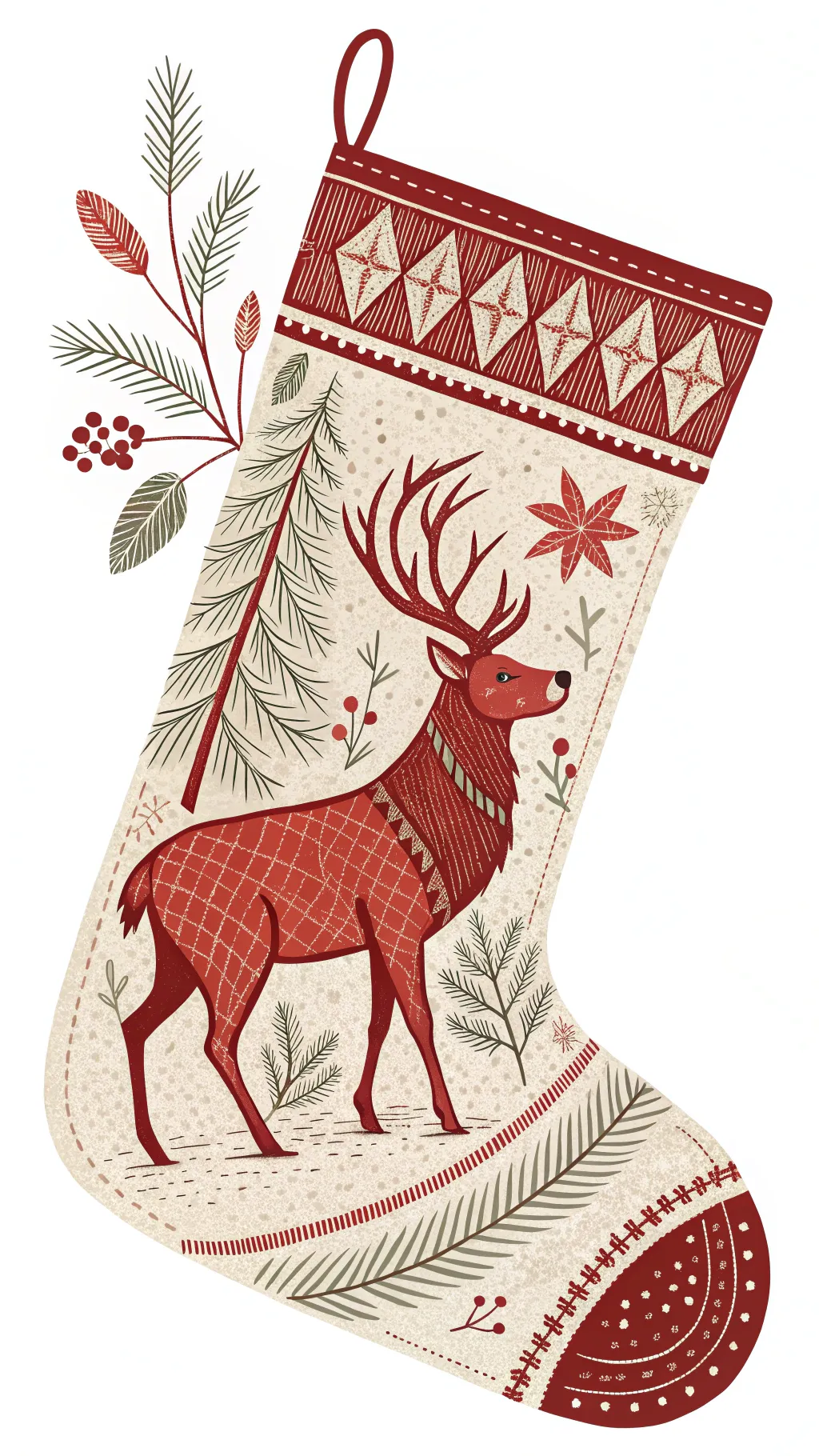 Scandinavian-style minimalist Christmas illustration with cozy warm palette