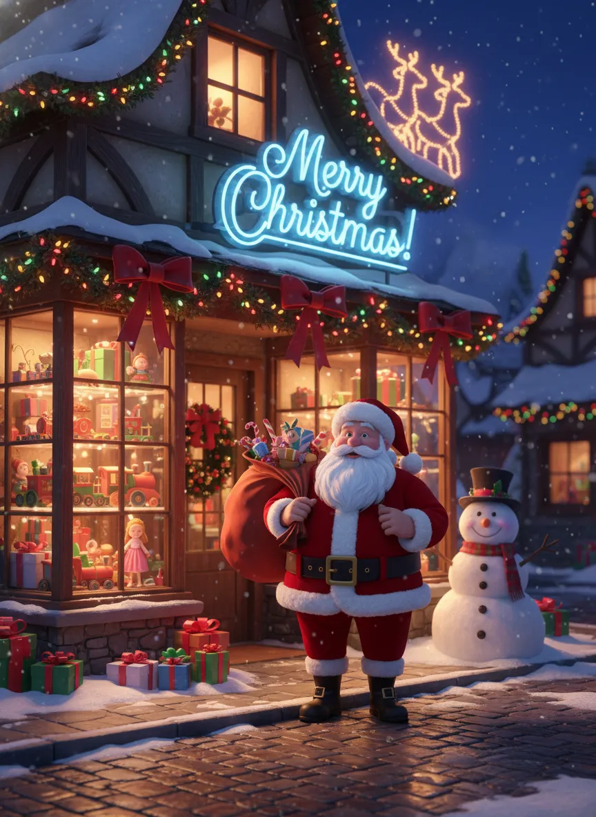 Minimalist Christmas stocking illustration with foliage and textured shapes