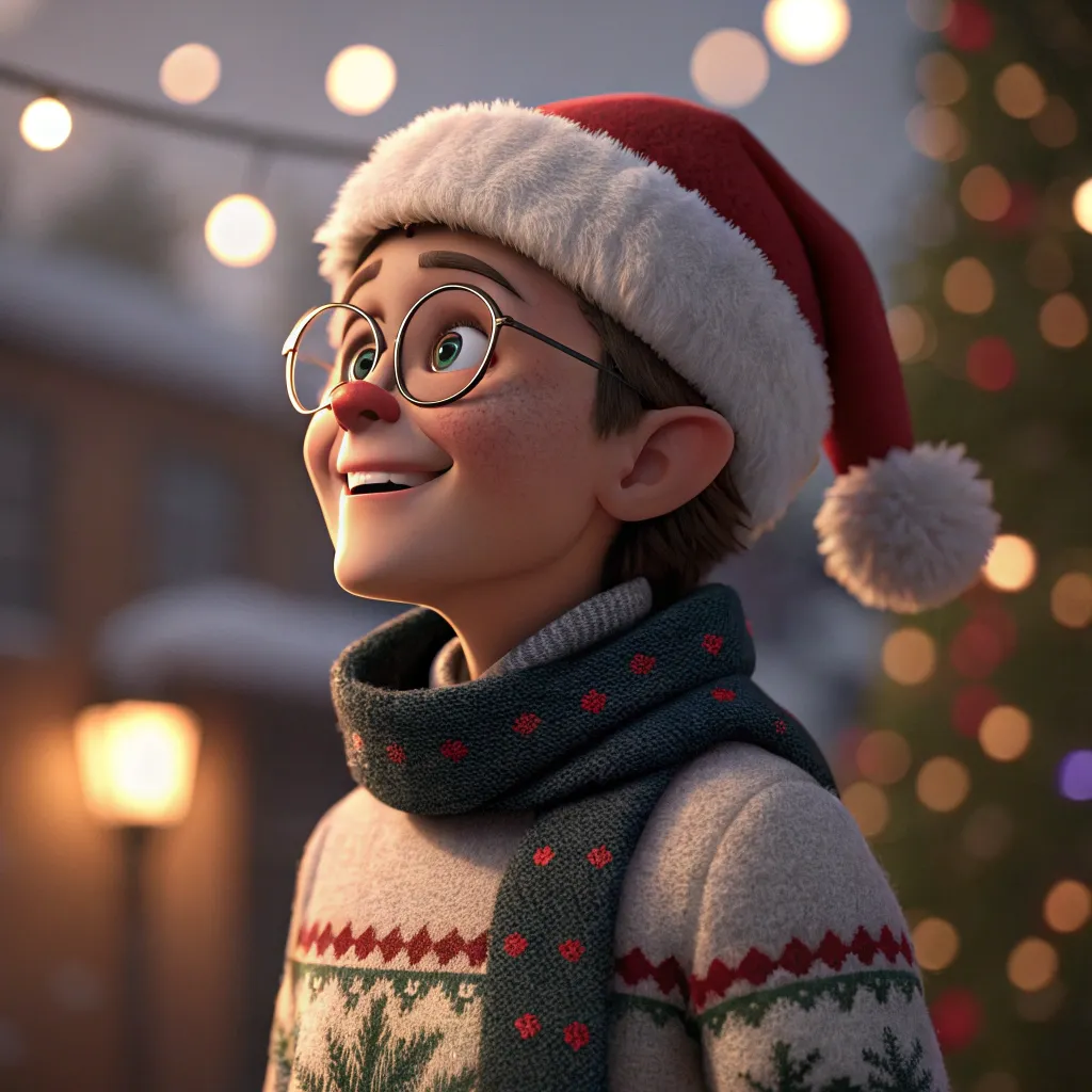 Ultra-realistic Christmas avatar with warm cinematic lighting and soft shadows