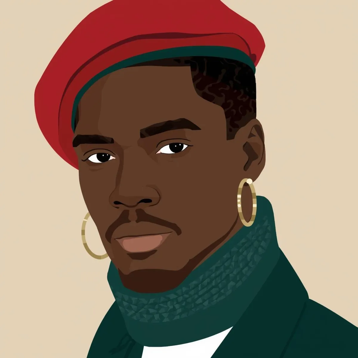 Minimal Christmas avatar with Santa hat and elegant negative space