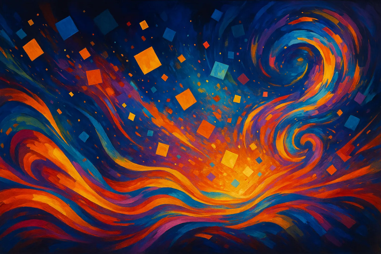 Abstract artwork generated from text using AI Text to Image tool with dynamic shapes and expressive digital textures